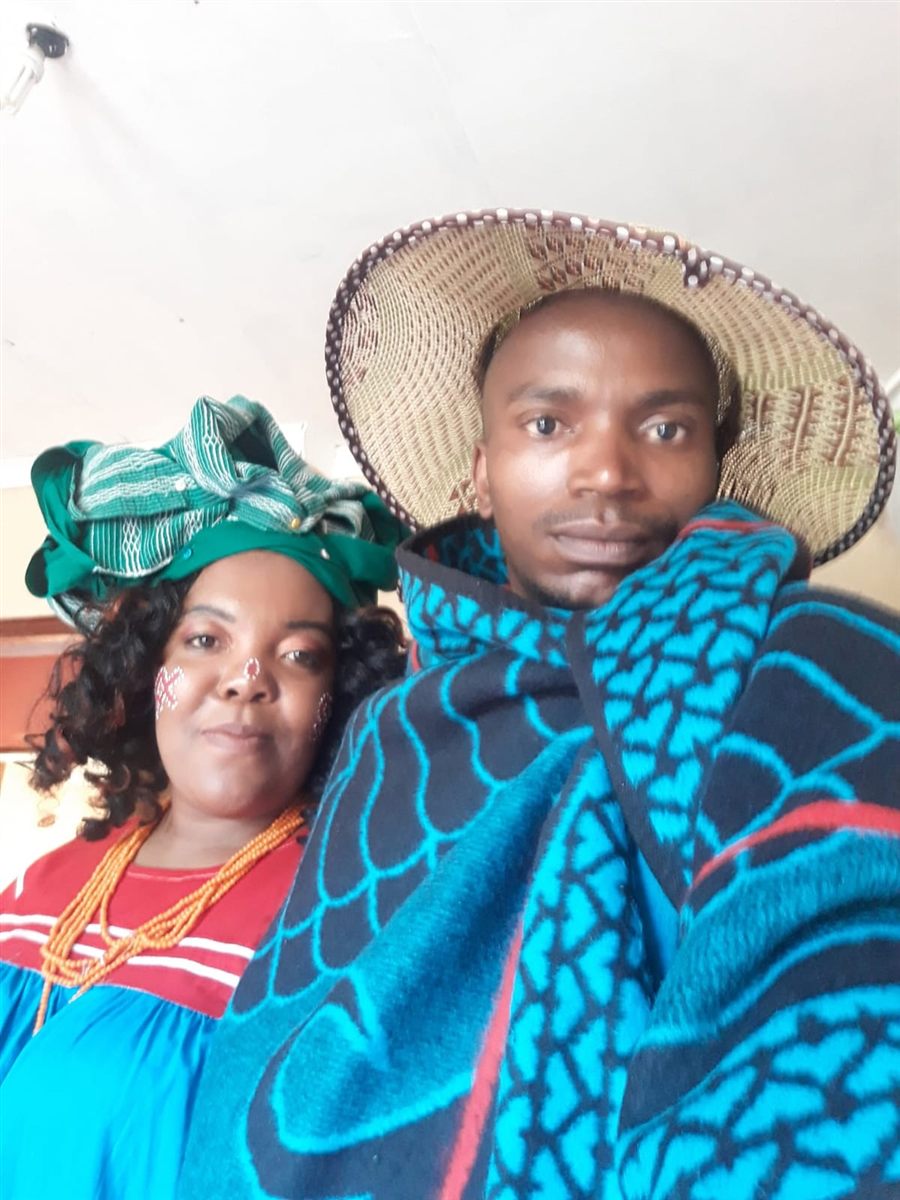 Two great-grandchildren of Letsoisa wearing traditional attire